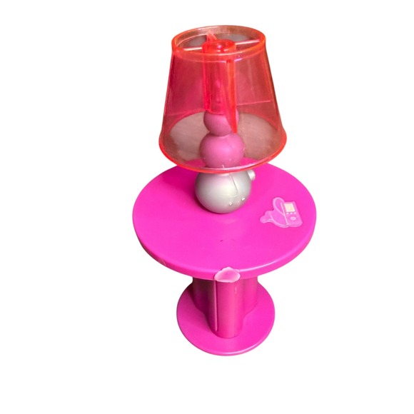 Mattel Other - Mattel Barbie Pink Pedestal Side Table with Lamp Dollhouse Furniture Accessory